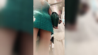 GS自购-售价26【KXCD】262蓝色连衣裙细跟高跟鞋完美身材美女，黑色丁字裤